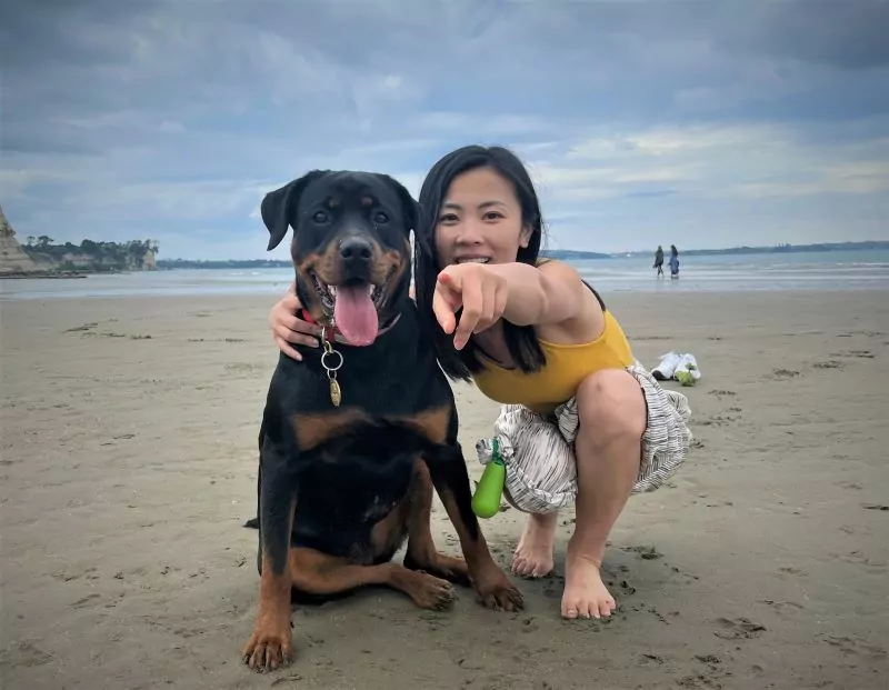 Boogie and his mum Lulu shortly after luxating patella symptoms start showing