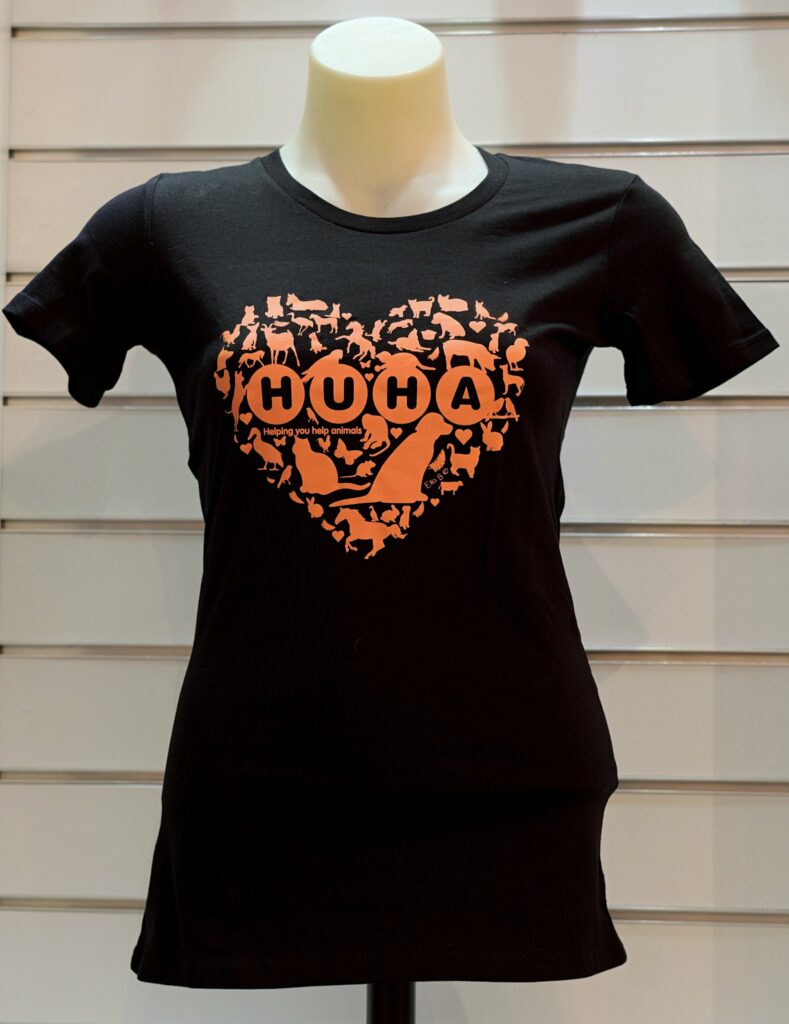 black t-shirt with heart from huha ethical gift store