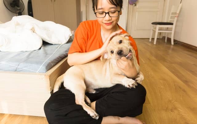 woman works fulltime, but makes time for pet