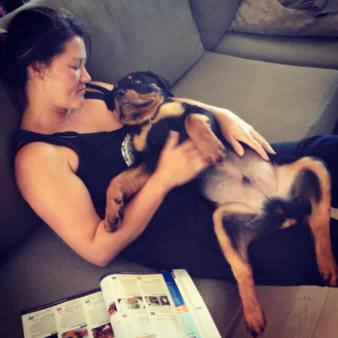 Vanessa heaps love on her pets
