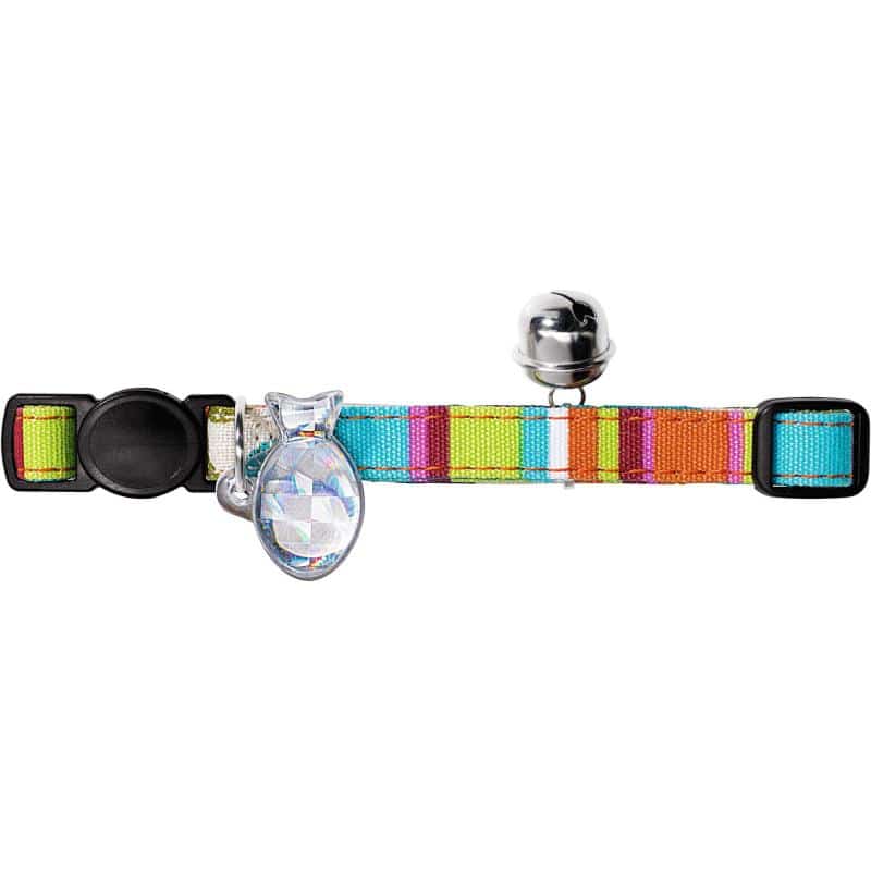The Hunter Stripes Cat Collar is a bright striped collar that features a breakaway safety clasp and a bell. One of the best Christmas gifts for cats.