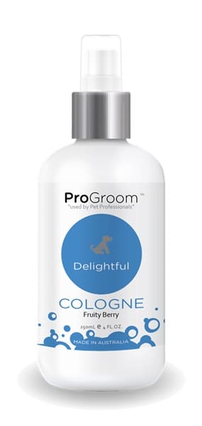 A bottle of ProGroom Delightful cologne.