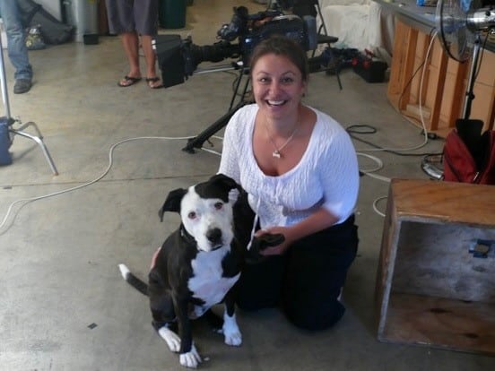 Maria Alojaman with a dog she has trained 