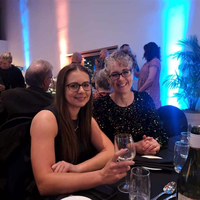 PD Insurance BDM, Jacqui, sits with a guest at the NZVA conference dinner 