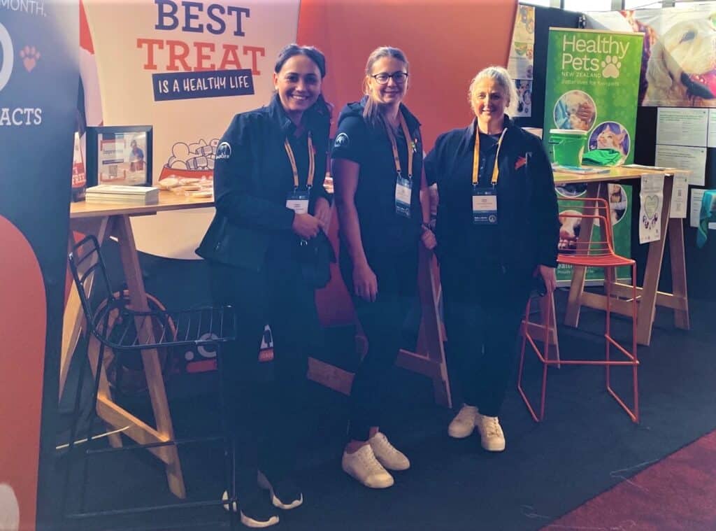 From left to right: PD Insurance BDMs, Danielle, Jacqui and Juliette host the PD exhibit stand at the 2023 NZVA & NZVNA conference 