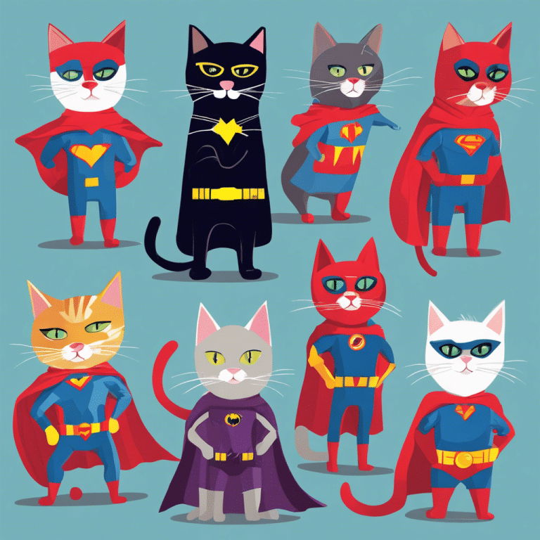 A group of cats in superhero costumes participating in a hilarious cat games event.
