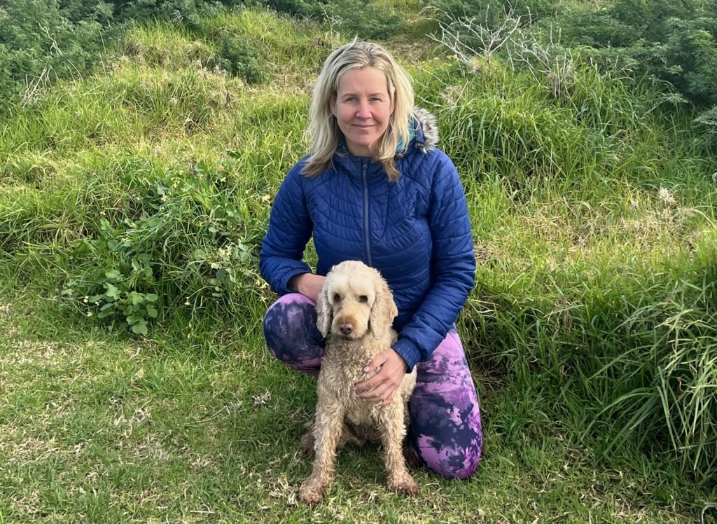 Sarah Brittain, Vice Chair of Companion Animals NZ with her dog Orla