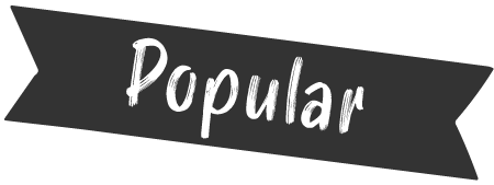A black ribbon-shaped banner with the word "Popular" written in white, brushstroke-style text.